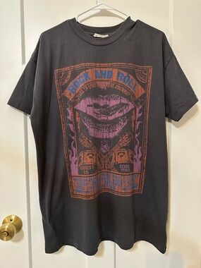 Vintage-Inspired Black Rock and Roll Graphic Tee